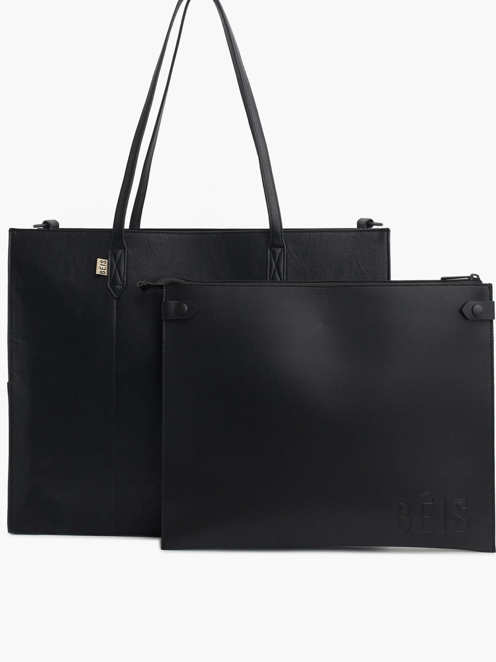 Béis Large Work Tote in Black Career Bag Travel Quiet Luxury Preppy Workwear